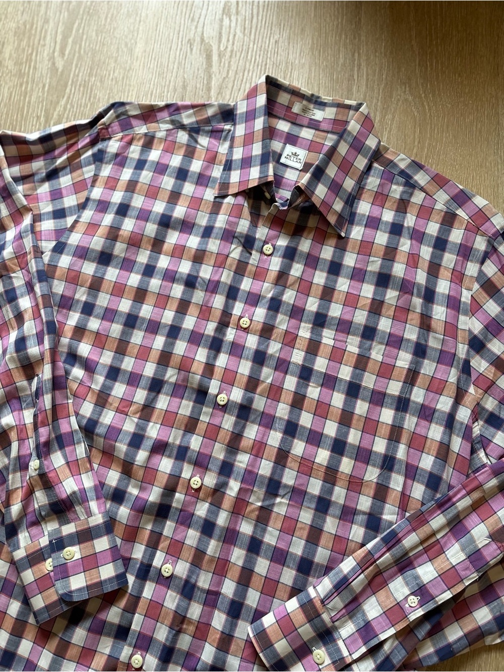 Peter Millar Men's Plaid Checked Button-Up Dress Shirt size Large